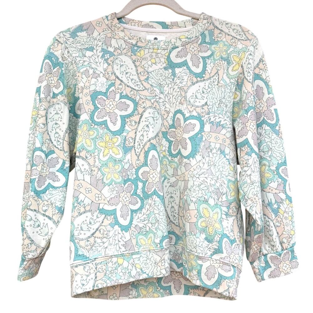 Sundry Paisley 3/4 Sleeve Sweatshirt Muted Pastel Crewneck Size 1 / Small